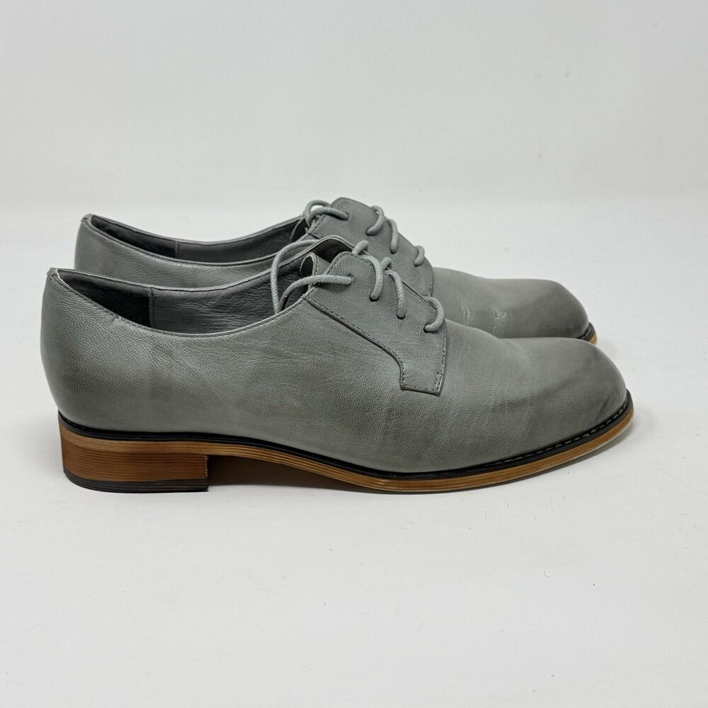 Mona Flying Oxford Derby Shoes Womens 10 EU 42 Gray Green Leather Artsy Boho